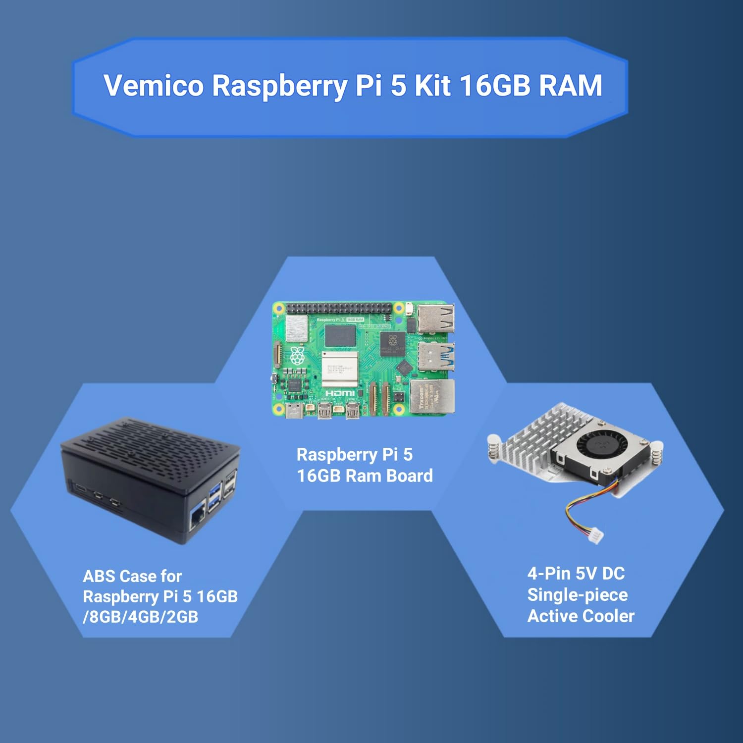 新品　Vemico Raspberry Pi5 16GB Kit Amazon.com: Vemico for Raspberry Pi 5 16GB Kit with Pi 5
